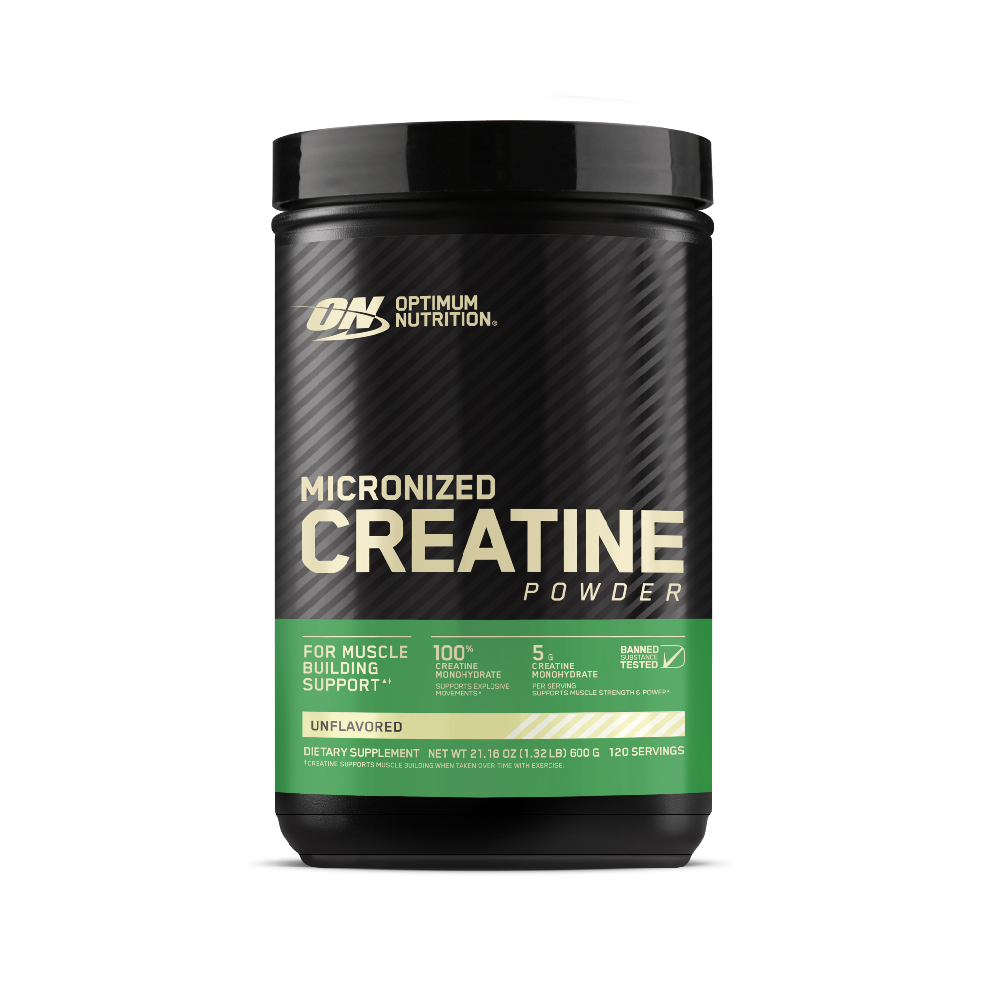 Optimum Nutrition Micronized Creatine Powder tub, unflavored, 600 g, 120 servings